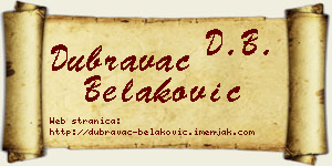 Dubravac Belaković vizit kartica